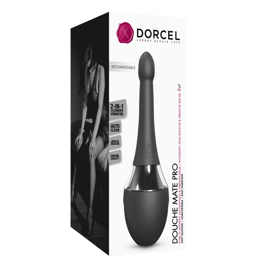 Dorcel Douche Mate Pro – black silicone anal douche with curved nozzle