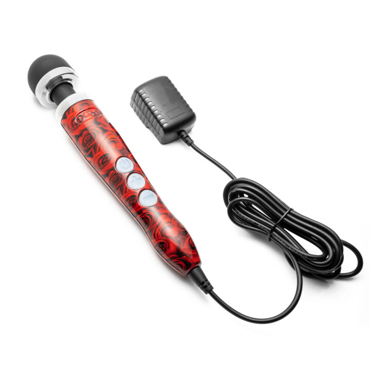 DOXY Die Cast 3 – Roses Edition compact rose-pattern plug-in wand vibrator