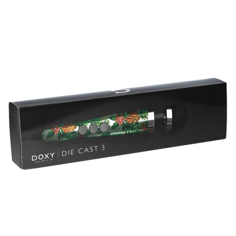 DOXY Die Cast 3 – Pineapple Edition compact tropical wand vibrator with plug-in design
