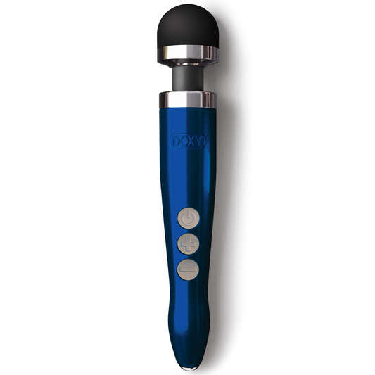 DOXY Die Cast 3R rechargeable compact wand vibrator with silicone head and travel lock