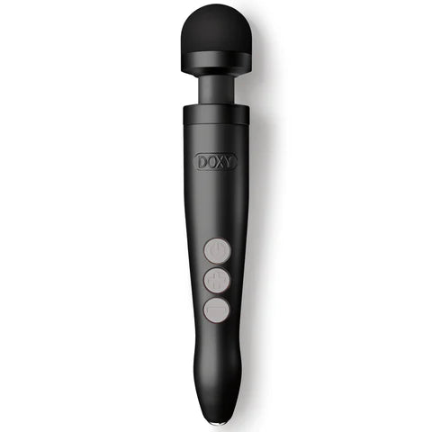 DOXY Die Cast 3R rechargeable compact wand vibrator with silicone head and travel lock