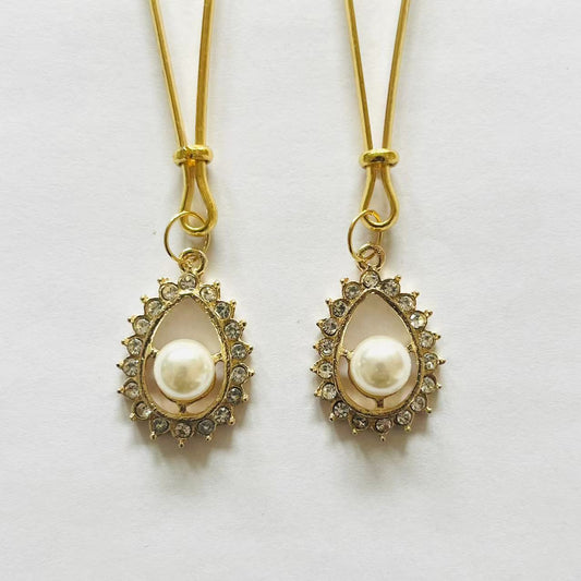 Gold nipple clamps with teardrop charm and faux pearl center – PurpleNight.ca