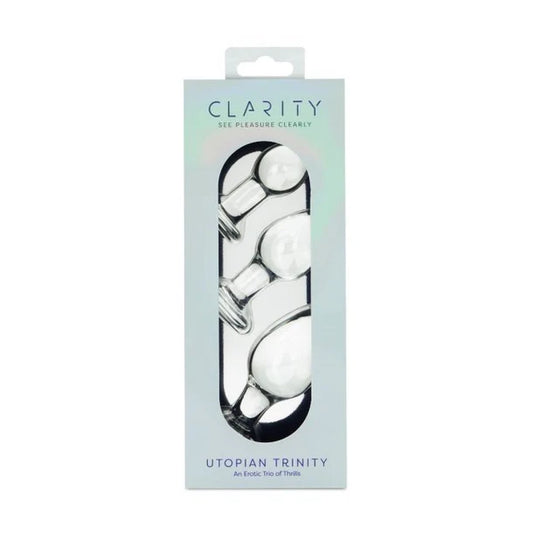 Clarity Utopian Trinity Glass Butt Plug Set