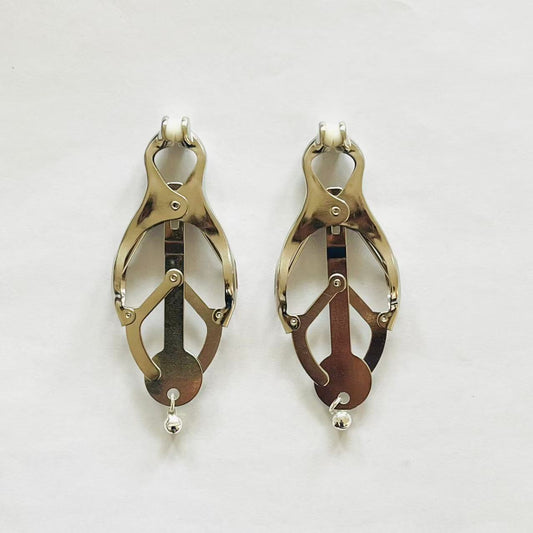 Silver Clover Nipple Clamps – Adjustable Pressure BDSM Jewelry for Intense Play