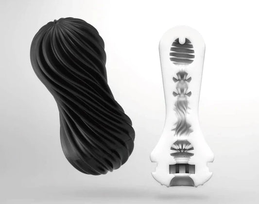 TENGA FLEX Male Masturbator with spiral ribbed sleeve and suction control – reusable and easy to clean