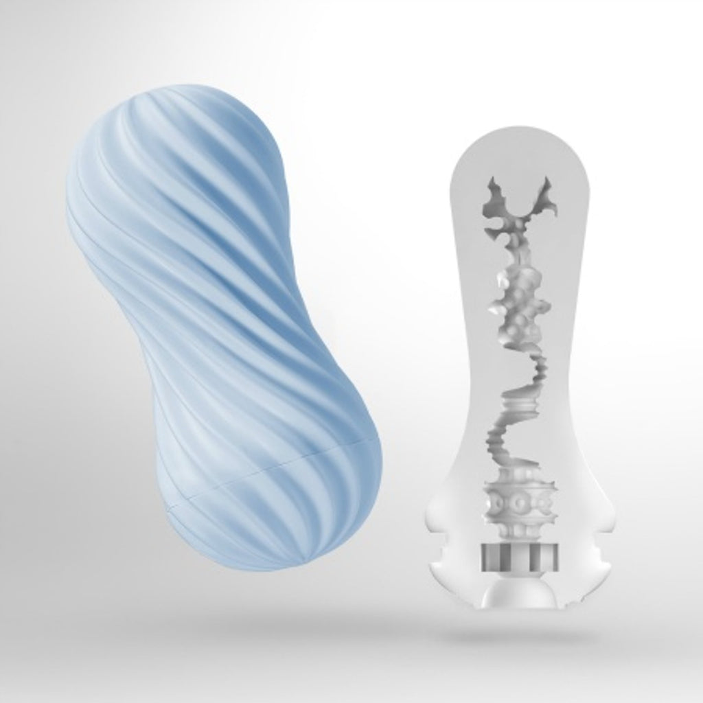 TENGA FLEX Male Masturbator with spiral ribbed sleeve and suction control – reusable and easy to clean