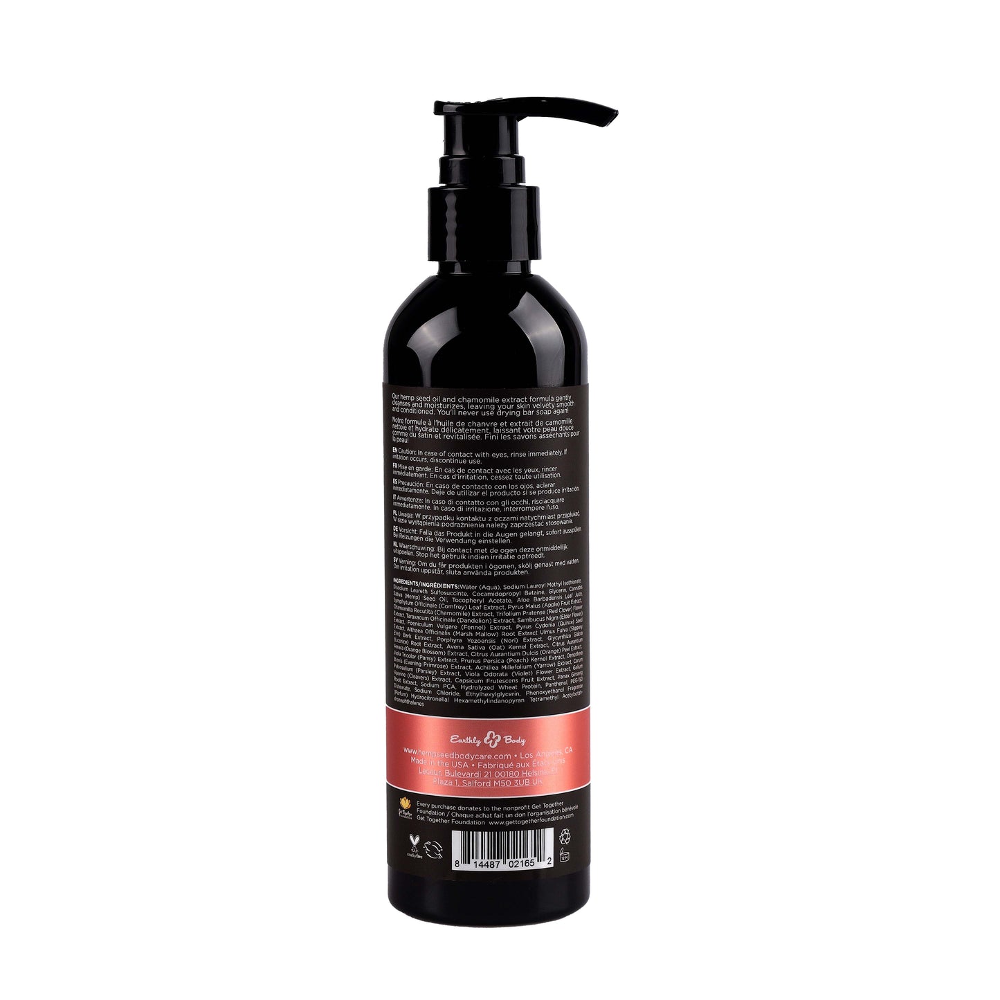 Earthly Body Hemp Seed Bath & Shower Gel – Isle of You scent in 8 oz bottle with natural, hemp-infused, botanical body care design.