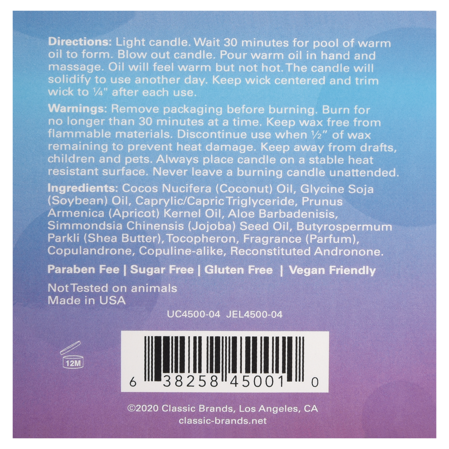 Jelique Vanilla Sugar Soy Massage Candle – Pheromone-Infused Body Oil in a Jar