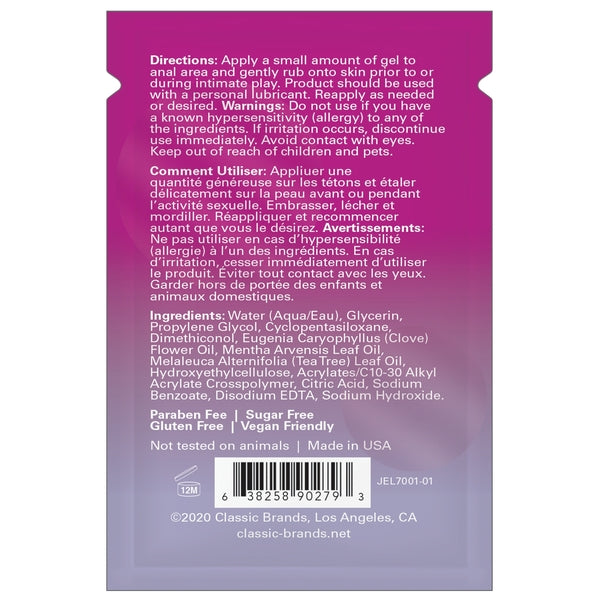 Jelique Hiney Helper Desensitizing Gel 20 Pack – Single-Use Sachets