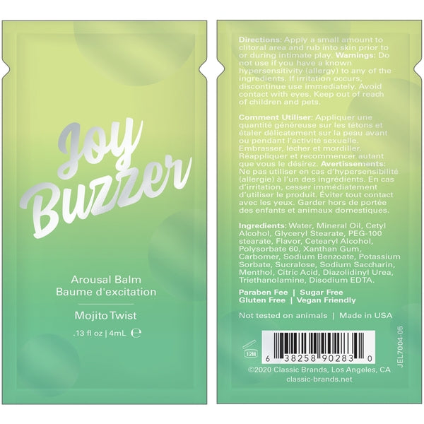 Jelique Joy Buzzer Clitoral Arousal Balm Mojito Twist - 0.13 floz / 4 mL(Travel Size)