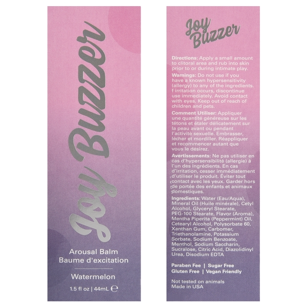 Jelique Joy Buzzer Clitoral Arousal Balm – Watermelon 1.5 oz / 44 mL