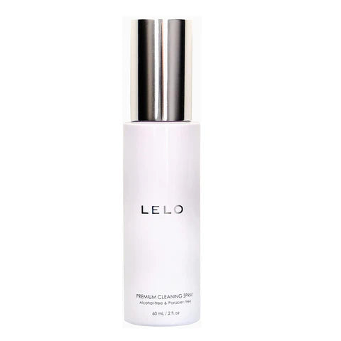 LELO premium cleaning spray bottle on a white background