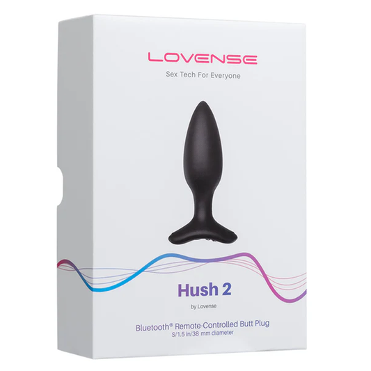 Lovense Hush 2 - 1.5" Bluetooth Vibrating Butt Plug - Black