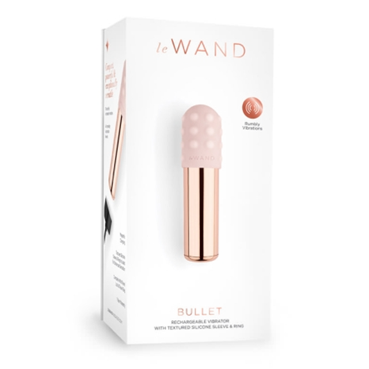 Le Wand Bullet Vibe – Chrome mini vibrator with textured silicone sleeves and USB charging cable