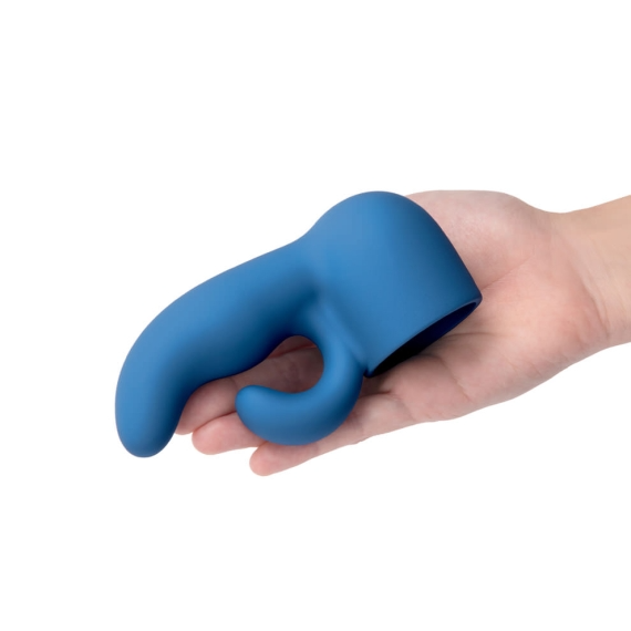 Soft silicone rabbit-style attachment compatible with mini wand massagers