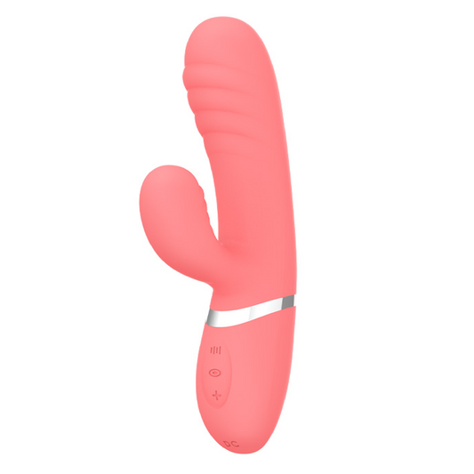 Nobu Lyra Warwing Dual Vibrator – Coral silicone dual stimulator with 36 functions and warming feature