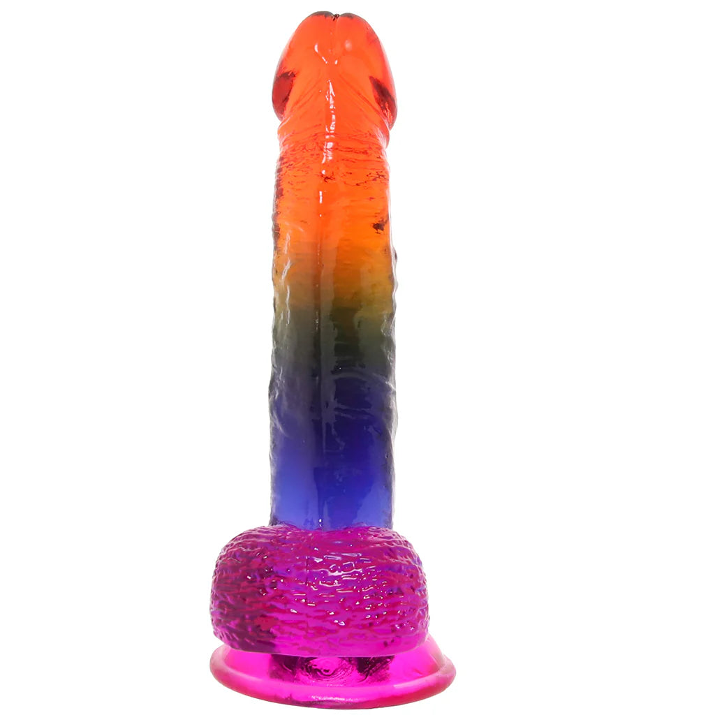 Doc Johnson Crystal Jellies 8.5 inch Rainbow Cock and Balls translucent realistic dildo with suction base