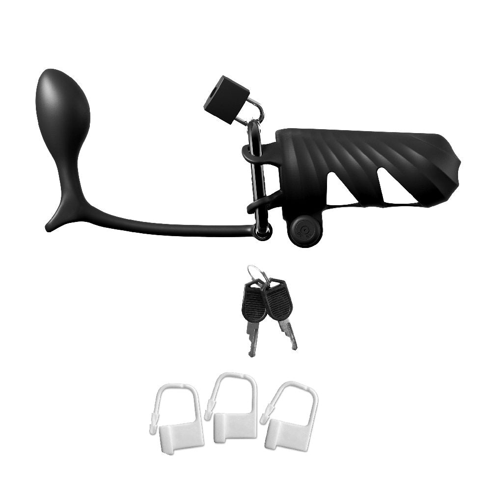 Vibrating Cock Blocker with Ass-Gasm Plug