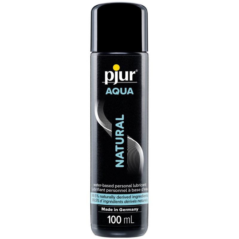 Pjur Aqua Natural water-based lubricant – 3.4oz / 100ml natural gentle formula in clean blue and white bottle