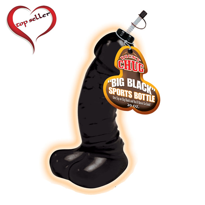 Hott Products Dicky Chug Big Black Penis-Shaped Sports Bottle – 20oz Party Gag Gift
