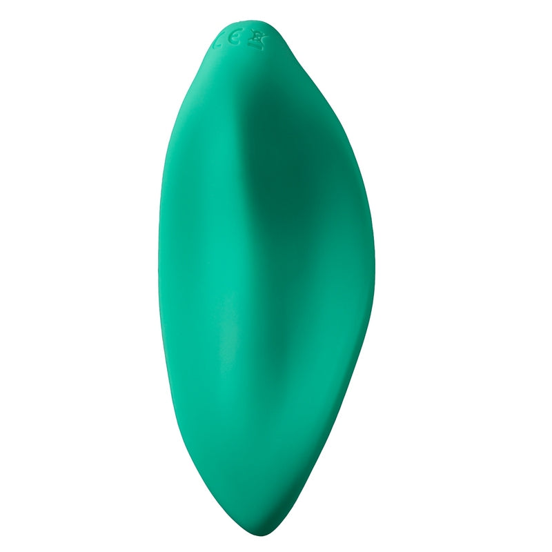 ROMP Wave lay-on vibrator in mint green with ergonomic design