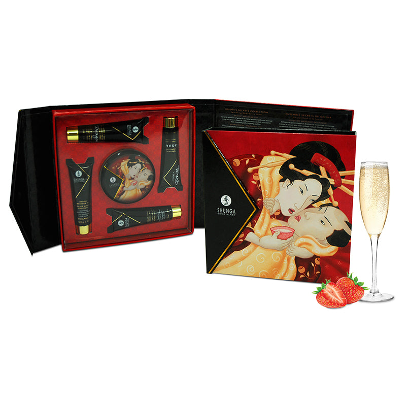 Shunga Geisha’s Secrets Kit – Sparkling Strawberry Wine Travel Set