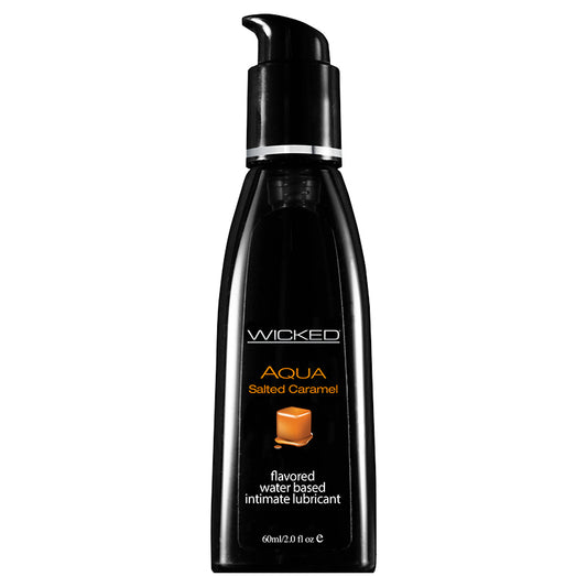 Wicked Aqua Salted Caramel Flavored Lube – 4oz kissable water-based lubricant with sweet dessert flavor