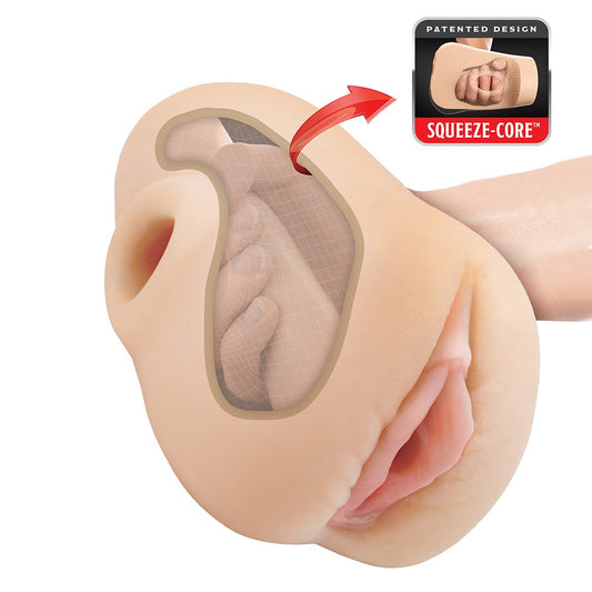 Pipedream Pussy Pounder Squeeze Stroker with SQUEEZE-CORE design and realistic Fanta Flesh texture