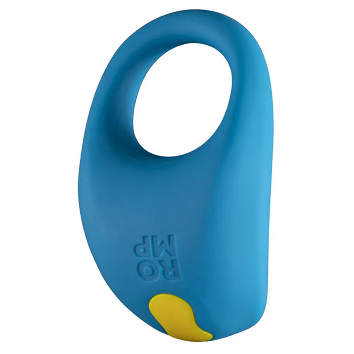 ROMP Juke Vibrating Penis Ring in blue with flexible silicone design