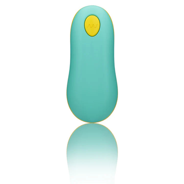 ROMP Cello vibrator next to USB cable and remote
