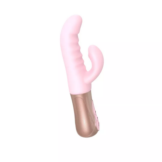 LOVE TO LOVE Sassy Bunny – Thrusting and Tapping Rabbit Vibrator in Pink Silicone