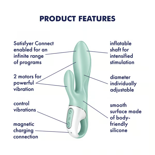 Satisfyer Air Pump Bunny 5+ – Mint Inflatable Rabbit Vibrator with App & Dual Motors