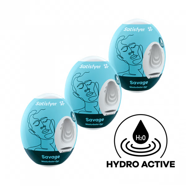 Satisfyer Masturbator Egg 3er Set (Savage) - Light Blue