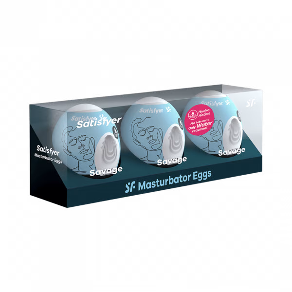 Satisfyer Masturbator Egg 3 Pack – Savage Disposable Penis Sleeves with Hydroactive TPE