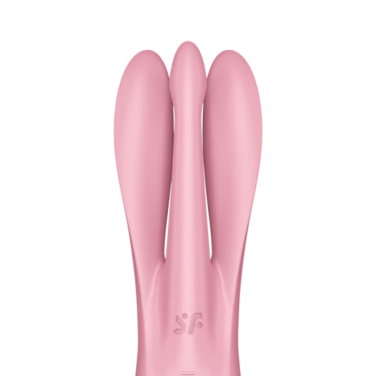 Triple-arm clitoral vibrator for labia and vulva stimulation