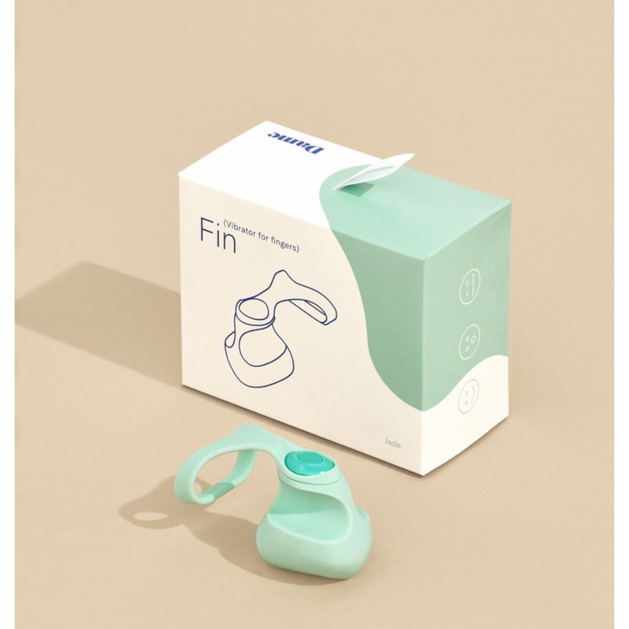 Dame Fin finger vibrator with optional strap in soft silicone