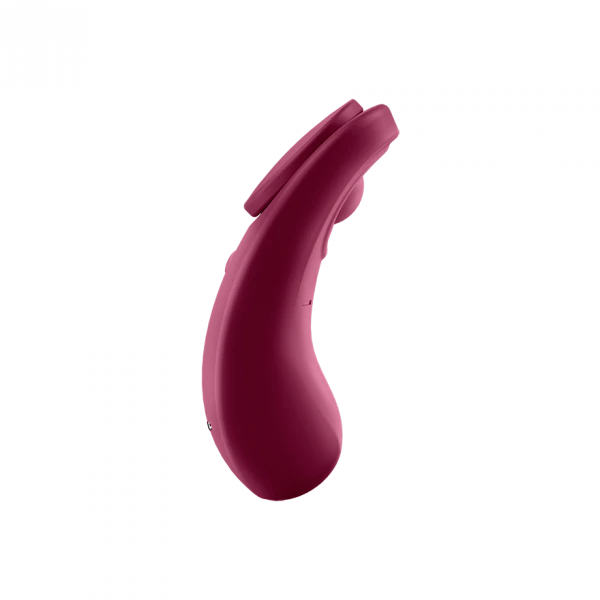 Red silicone panty vibrator with remote app control and whisper-quiet motor