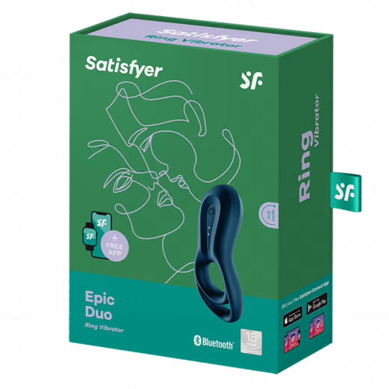 Satisfyer Epic Duo vibrating cock ring with dual loops and clitoral stimulator