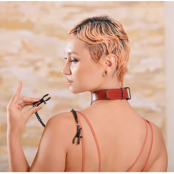 Sportsheets Saffron Collar with Nipple Clamps