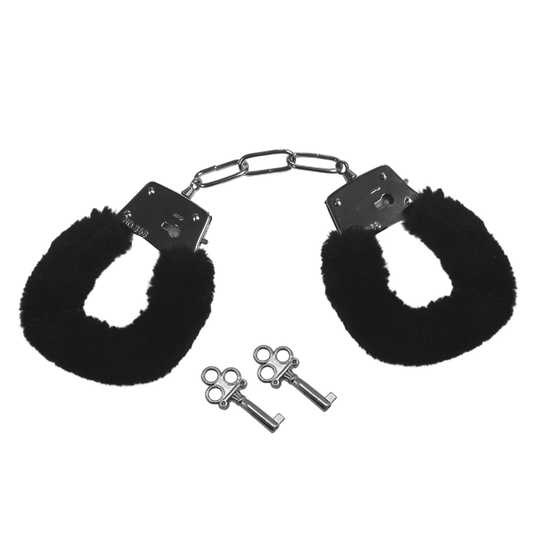 Sex & Mischief Furry Handcuffs - Black