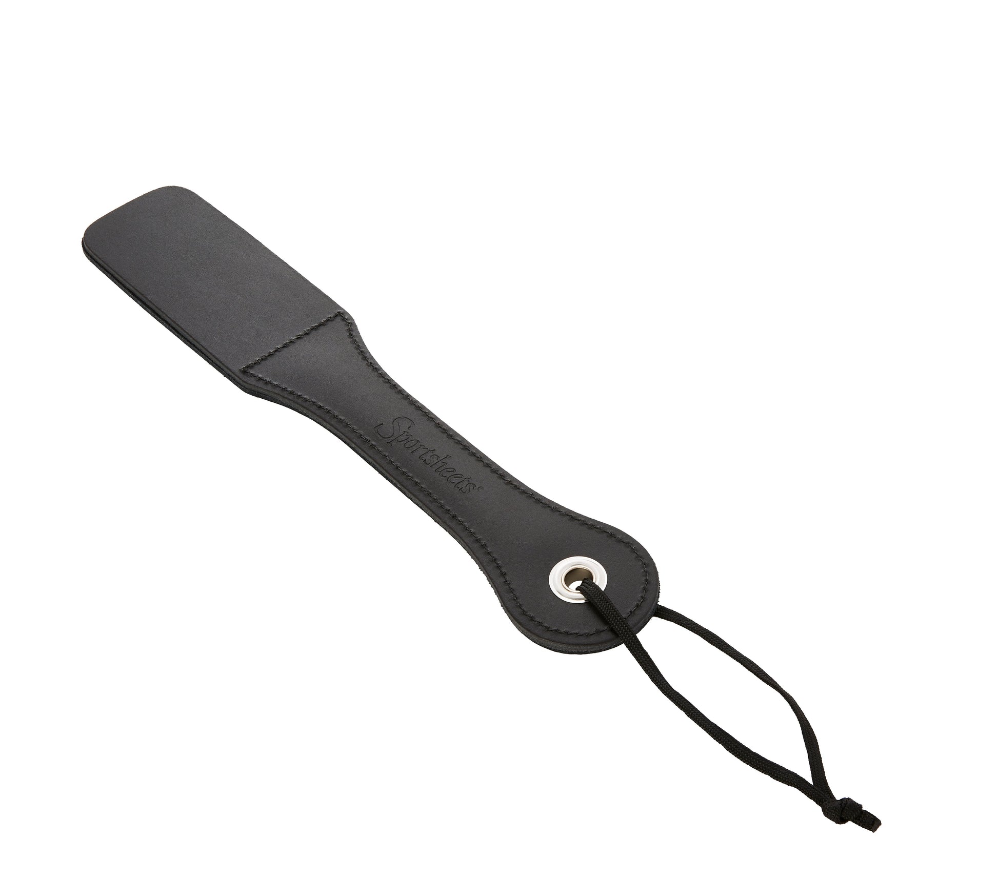 Sportsheets 12” Leather Slut Impression Paddle – Black Leather Design