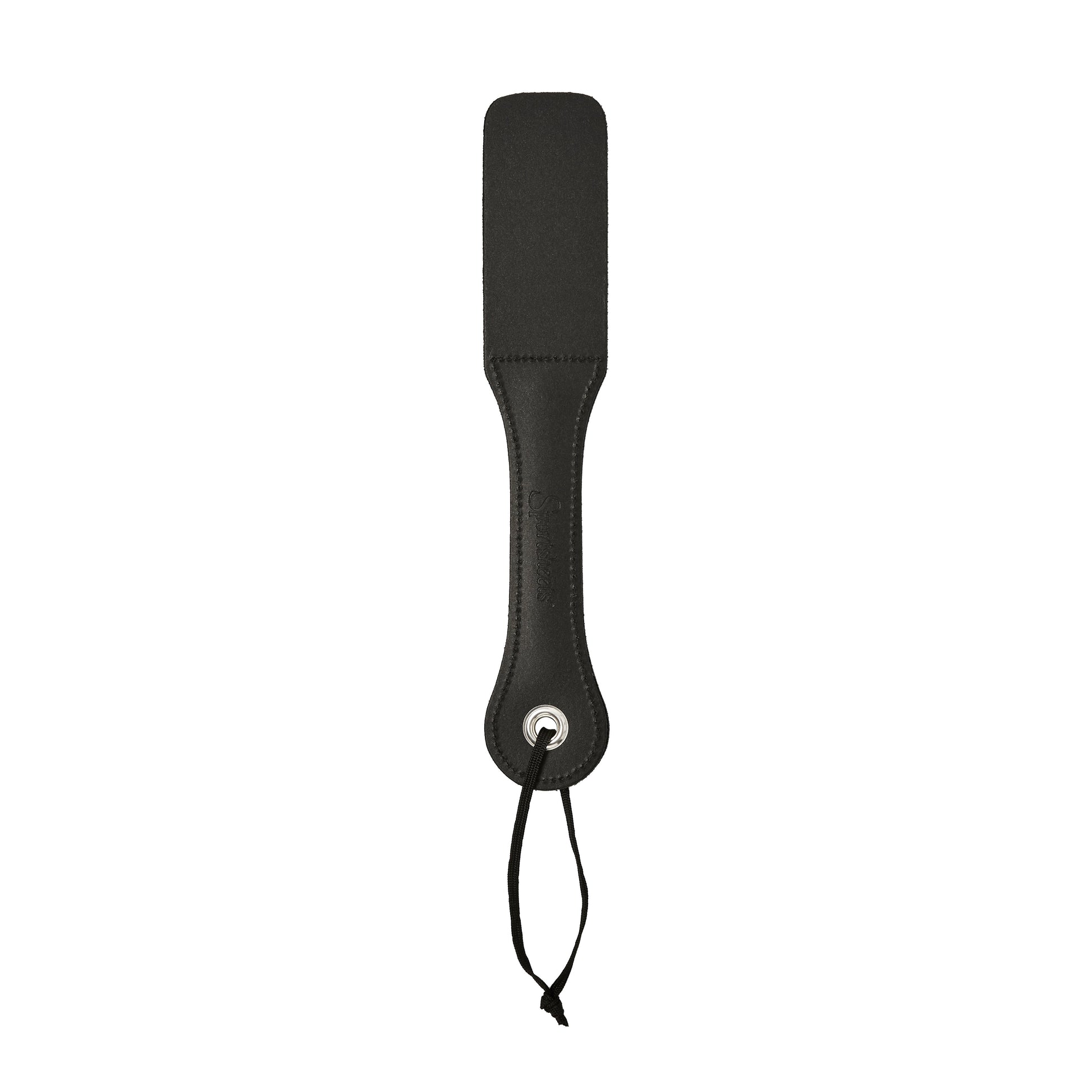 Sportsheets 12” Leather Slut Impression Paddle – Black Leather Design