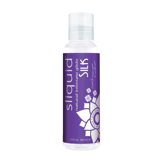 Sliquid Silk Hybrid lubricant – 2oz water and silicone blend bottle