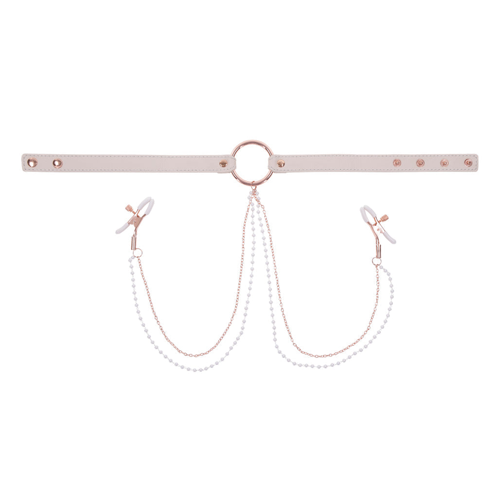 Sportsheets Peaches ‘n CreaMe Collar with Nipple Clamps
