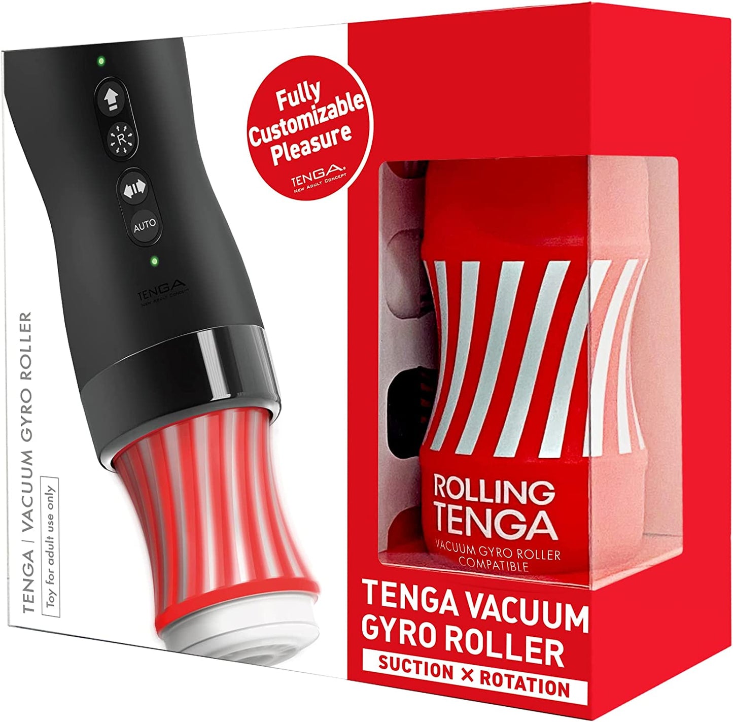 "Close-up of the Tenga Vacuum Gyro Roller – Japanese-designed rotating suction toy for men
