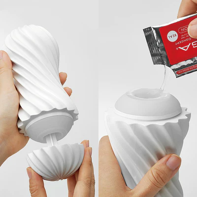 TENGA FLEX Male Masturbator with spiral ribbed sleeve and suction control – reusable and easy to clean