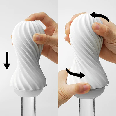 TENGA FLEX Male Masturbator with spiral ribbed sleeve and suction control – reusable and easy to clean