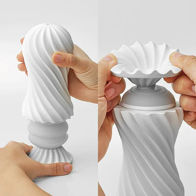 TENGA FLEX Male Masturbator with spiral ribbed sleeve and suction control – reusable and easy to clean