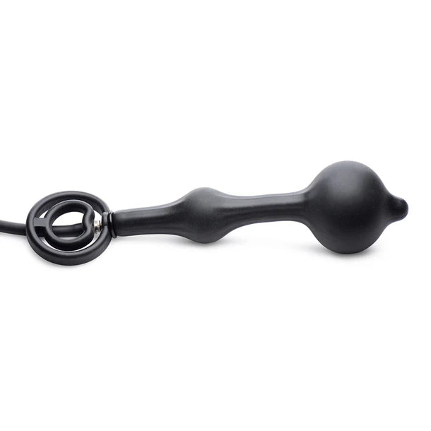 Devils Rattle Inflatable Silicone Anal Plug with Cock and Ball Ring