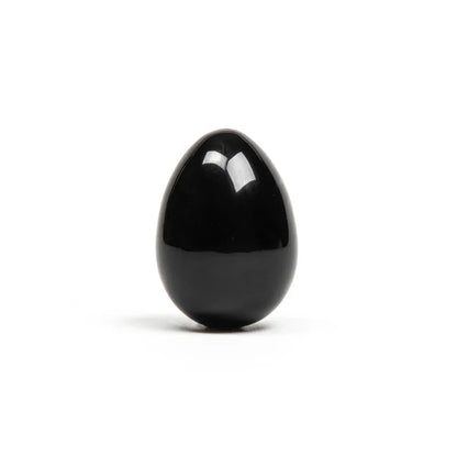 Black obsidian yoni egg with smooth polished crystal finish